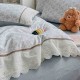 Lenjerie de Pat Premium 4 Piese, Bumbac 100%, cu Volănașe din Dantelă,Cearceaf Elastic– Model floral, LBB-001 Lenjerii 100% Bumbac