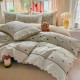 Lenjerie de Pat Premium 4 Piese, Bumbac 100%, cu Volănașe din Dantelă,Cearceaf Elastic– Bej - Negru, LBB-003 Lenjerii 100% Bumbac