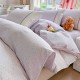 Lenjerie de Pat Premium 4 Piese, Bumbac 100%, cu Volănașe din Dantelă,Cearceaf Elastic– Lila, LBB-005 Lenjerii 100% Bumbac