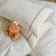 Lenjerie de Pat Premium 4 Piese, Bumbac 100%, cu Volănașe din Dantelă,Cearceaf Crem - Gri, LBB-009 Lenjerii 100% Bumbac