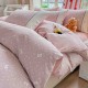 Lenjerie de Pat Premium 4 Piese, Bumbac 100%, cu Volănașe din Dantelă,Cearceaf Roz - Alb, LBB-012 Lenjerii 100% Bumbac