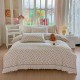 Lenjerie de Pat Premium 4 Piese, Bumbac 100%, cu Volănașe din Dantelă,Cearceaf Crem - Bej, LBB-013 Lenjerii 100% Bumbac