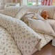 Lenjerie de Pat Premium 4 Piese, Bumbac 100%, cu Volănașe din Dantelă,Cearceaf Crem - Bej, LBB-013 Lenjerii 100% Bumbac
