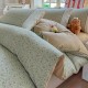 Lenjerie de Pat Premium 4 Piese, Bumbac 100%, cu Volănașe din Dantelă,Cearceaf Verde - Crem, LBB-014 Lenjerii 100% Bumbac