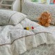Lenjerie de Pat Premium 4 Piese, Bumbac 100%, cu Volănașe din Dantelă,Cearceaf Gri, LBB-018 Lenjerii 100% Bumbac