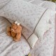 Lenjerie de Pat Premium 4 Piese, Bumbac 100%, cu Volănașe din Dantelă,Cearceaf Roz - Crem, LBB-019 Lenjerii 100% Bumbac