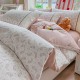 Lenjerie de Pat Premium 4 Piese, Bumbac 100%, cu Volănașe din Dantelă,Cearceaf Roz - Crem, LBB-019 Lenjerii 100% Bumbac