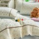 Lenjerie de Pat Premium 4 Piese, Bumbac 100%, cu Volănașe din Dantelă,Cearceaf Crem - Blue, LBB-020 Lenjerii 100% Bumbac