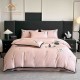 Lenjerie de Pat Premium Satin Deluxe cu Broderie Elegantă, Bumbac 100%, 4 Piese, Roz Pudrat, LBB-021 Lenjerii 100% Bumbac