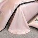 Lenjerie de Pat Premium Satin Deluxe cu Broderie Elegantă, Bumbac 100%, 4 Piese, Roz Pudrat, LBB-021 Lenjerii 100% Bumbac