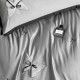 Lenjerie de Pat Premium Satin Deluxe cu Broderie Elegantă, Bumbac 100%, 4 Piese, Gri, LBB-026 Lenjerii 100% Bumbac