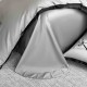 Lenjerie de Pat Premium Satin Deluxe cu Broderie Elegantă, Bumbac 100%, 4 Piese, Gri, LBB-026 Lenjerii 100% Bumbac