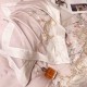 Lenjerie de Pat Premium Satin Deluxe cu Broderie Elegantă, Bumbac 100%, 4 Piese, Roz Pudrat Floral Baroc, LBB-025 Lenjerii 100% Bumbac