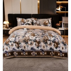 Pilotă Cocolino cu Blăniță 200×230 cm + 2 Fețe de Pernă – Model Floral Elegant, PDC-025