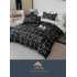 Lenjerie Pat Dublu 6 Piese cu Cearșaf cu Elastic – Bumbac Finet, Model Pisicuțe Alb-Negru, LDE-009