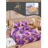 Lenjerie Pat Dublu 6 Piese cu Cearșaf cu Elastic – Bumbac Finet, Model Fluturi Mov cu Auriu, LDE-003