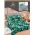 Lenjerie Pat Dublu 6 Piese cu Cearșaf cu Elastic – Bumbac Finet, Model Fluturi Verzi Smarald, LDE-006