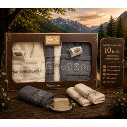 Set Cadou Baie 10 Piese pentru Cuplu – Halate de Baie și Prosoape Elegante, HBC-034