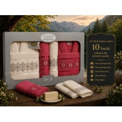 Set Cadou Baie 10 Piese pentru Cuplu – Halate de Baie și Prosoape Elegante, HBC-036