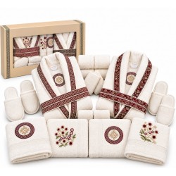 Set Cadou Baie 14 Piese pentru Cuplu – Halate de Baie și Prosoape Elegante, HBC-051