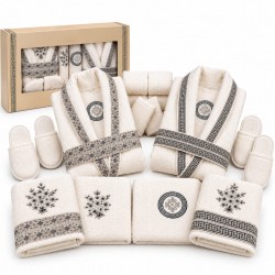 Set Cadou Baie 14 Piese pentru Cuplu – Halate de Baie și Prosoape Elegante, HBC-052