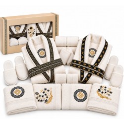 Set Cadou Baie 14 Piese pentru Cuplu – Halate de Baie și Prosoape Elegante, HBC-053