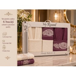Set Cadou Baie 6 Piese pentru Cuplu – Halate de Baie și Prosoape Elegante, HBC-055