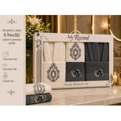 Set Cadou Baie 6 Piese pentru Cuplu – Halate de Baie și Prosoape Elegante, HBC-060