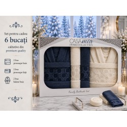 Set Cadou Baie 6 Piese pentru Cuplu – Halate de Baie și Prosoape Elegante, HBC-062