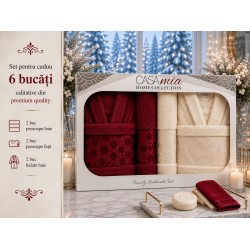 Set Cadou Baie 6 Piese pentru Cuplu – Halate de Baie și Prosoape Elegante, HBC-064