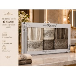 Set Cadou Baie 6 Piese pentru Cuplu – Halate de Baie și Prosoape Elegante, HBC-067