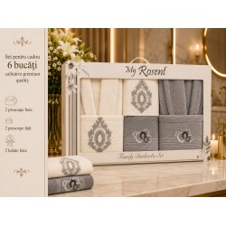 Set Cadou Baie 6 Piese pentru Cuplu – Halate de Baie și Prosoape Elegante, HBC-068
