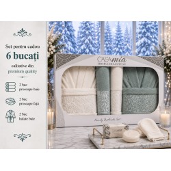 Set Cadou Baie 6 Piese pentru Cuplu – Halate de Baie și Prosoape Elegante, HBC-073