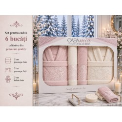 Set Cadou Baie 6 Piese pentru Cuplu – Halate de Baie și Prosoape Elegante, HBC-074