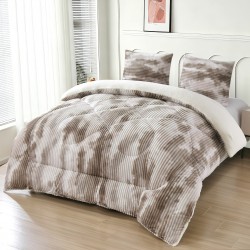 Pilotă Cocolino cu Blăniță 200×230 cm + 2 Fețe de Pernă 50×70 cm – Model Degrade Bej și Crem, PDC-033