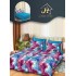 Lenjerie Pat Dublu 7 Piese Bumbac Satinat cu 2 Huse Pilotă - Model Marmorat Multicolor, Mov și Turcoaz, LFS-129