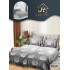 Lenjerie Pat Dublu 7 Piese Bumbac Satinat cu 2 Huse Pilotă - Model Cercuri, Gri, LFS-137