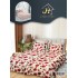 Lenjerie Pat Dublu 7 Piese Bumbac Satinat cu 2 Huse Pilotă - Model Inimioare Roșii, LFS-143