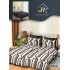 Lenjerie Pat Dublu 7 Piese Bumbac Satinat cu 2 Huse Pilotă - Model Geometric Alb-Negru, LFS-149