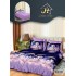 Lenjerie Pat Dublu 7 Piese Bumbac Satinat cu 2 Huse Pilotă - Model Unicorn Curcubeu, Mov, LFS-156