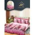Lenjerie Pat Dublu 7 Piese Bumbac Satinat cu 2 Huse Pilotă - Model Unicorn Floral, Roz, LFS-140