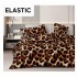 Set Lenjerie Pat Dublu Bumbac Satinat 4 Piese cu Cearșaf cu Elastic – Model Leopard, LDBS-068