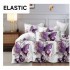 Set Lenjerie Pat Dublu Bumbac Satinat 4 Piese cu Cearșaf cu Elastic – Model Fluturi Mov, LES-064