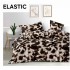Set Lenjerie Pat Dublu Bumbac Satinat 4 Piese cu Cearșaf cu Elastic – Model Animal Print Maro, LES-068