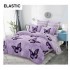 Set Lenjerie Pat Dublu Bumbac Satinat 4 Piese cu Cearșaf cu Elastic – Model Fluturi Mov, LES-067