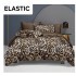 Set Lenjerie Pat Dublu Bumbac Satinat 4 Piese cu Cearșaf cu Elastic – Model Leopard Animal Print, LES-071