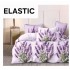 Set Lenjerie Pat Dublu Bumbac Satinat 4 Piese cu Cearșaf cu Elastic – Model Lavandă Mov, LES-101