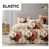 Set Lenjerie Pat Dublu Bumbac Satinat 4 Piese cu Cearșaf cu Elastic – Model Flori Albe și Cărămizii, LES-102