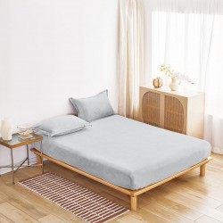 Cearșaf Cocolino cu Elastic 180×200 cm + 2 Fețe de Pernă – Gri Deschis, HC-008