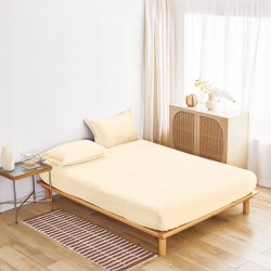 Cearșaf Cocolino cu Elastic 180×200 cm + 2 Fețe de Pernă – Crem, HC-055